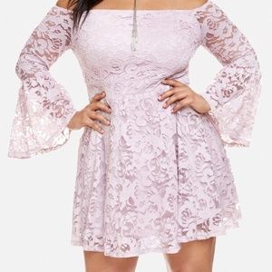 Lace Off Shoulder Bell Sleeve Dress